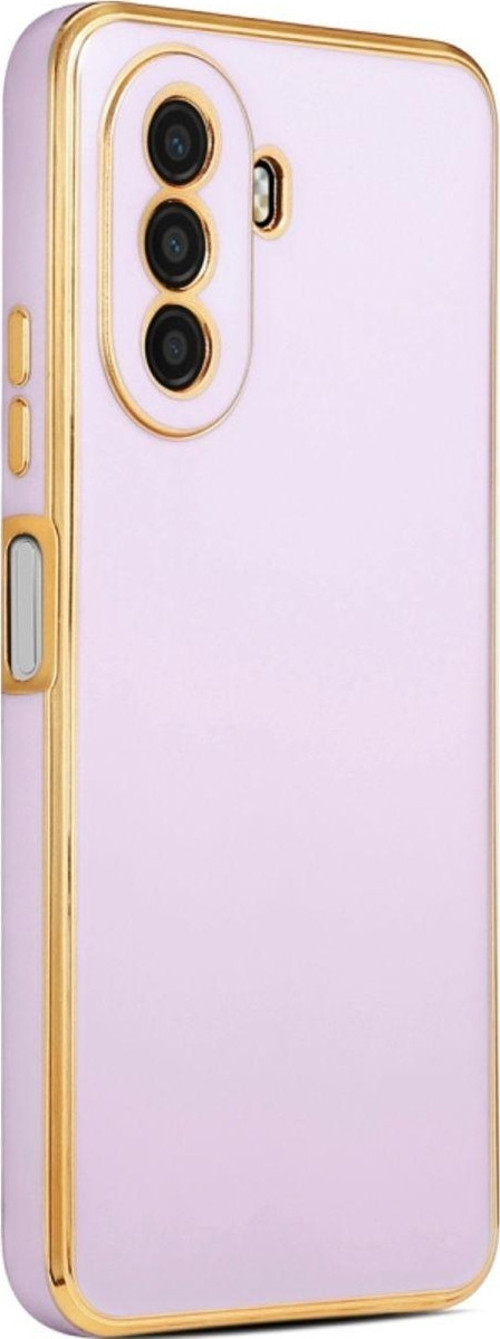 Huawei Nova Y70 Parlak Yapılı Ve Kenarları Altın Görünümlü Şık Bark Premium Silikon Kılıf