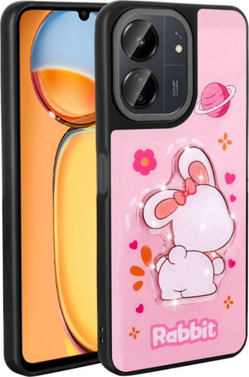 Redmi 13C Parlak Kabartmalı Ve Sevimli Figürlü Şık Amas Silikon Kılıf