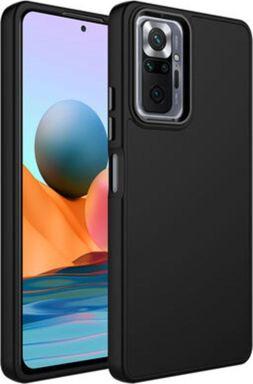 Redmi Note 10 Pro Kılıf Metal Çerçeve Ve Buton Tasarımlı Silikon Luna Kapak