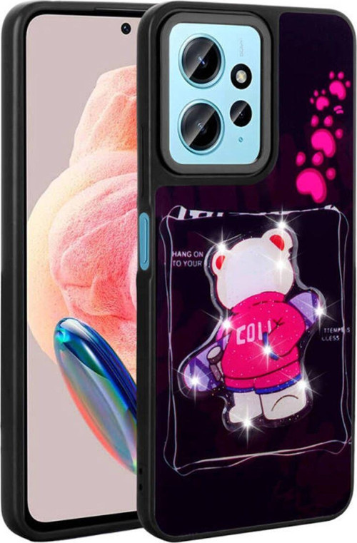Redmi Note 12 4G Parlak Kabartmalı Ve Sevimli Figürlü Şık Amas Silikon Kılıf