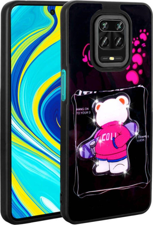 Redmi Note 9S Parlak Kabartmalı Ve Sevimli Figürlü Şık Amas Silikon Kılıf