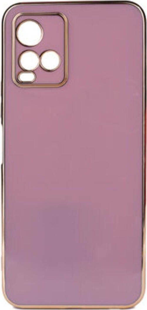 Vivo Y32 Parlak Yapılı Ve Kenarları Altın Görünümlü Şık Bark Premium Silikon Kılıf