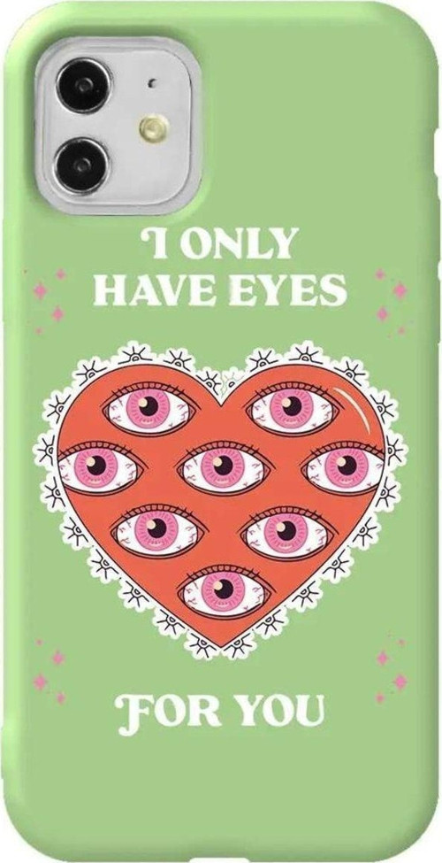iPhone 11 Açık Yeşil Renkli Silikon Telefon Kılıfı - Only Have Eyes
