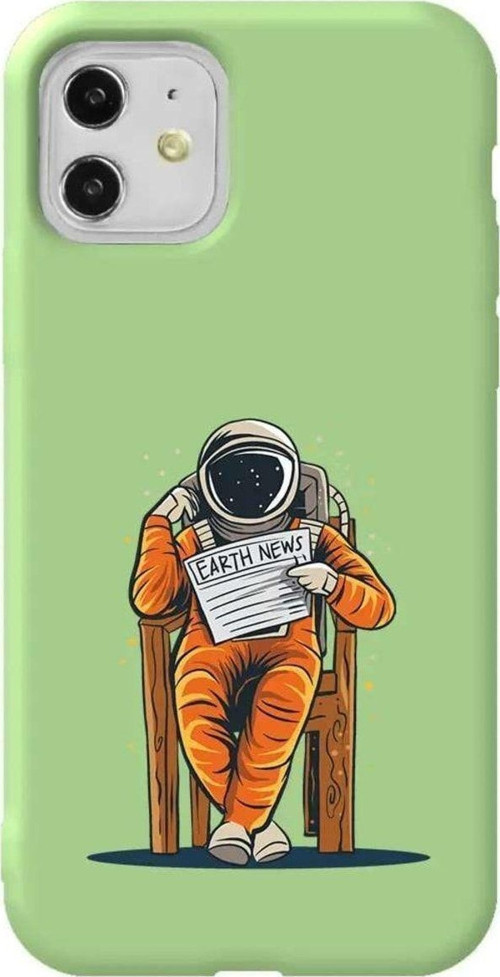 iPhone 11 Açık Yeşil Renkli Silikon Telefon Kılıfı - Earth News