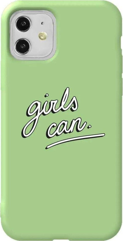 iPhone 11 Açık Yeşil Renkli Silikon Telefon Kılıfı - Girls Can!
