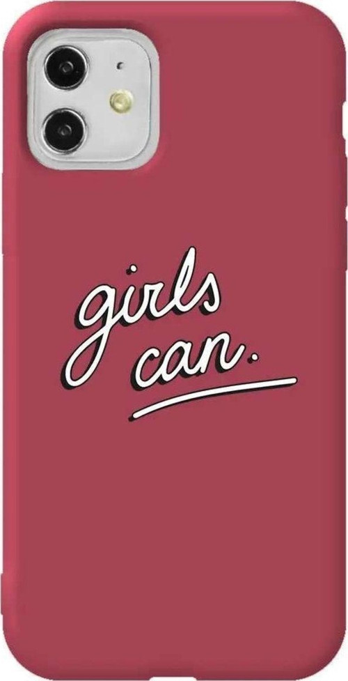 iPhone 11 Bordo Renkli Silikon Telefon Kılıfı - Girls Can!