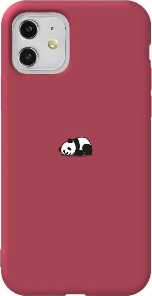 iPhone 11 Bordo Renkli Silikon Telefon Kılıfı - Miskin Panda
