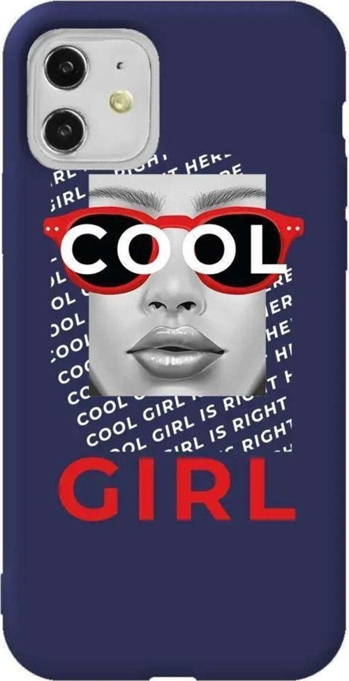 iPhone 11 Lacivert Renkli Silikon Telefon Kılıfı - Cool Girl