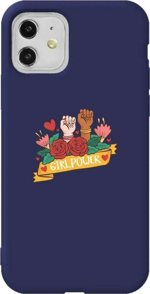iPhone 11 Lacivert Renkli Silikon Telefon Kılıfı - Girl Power 2