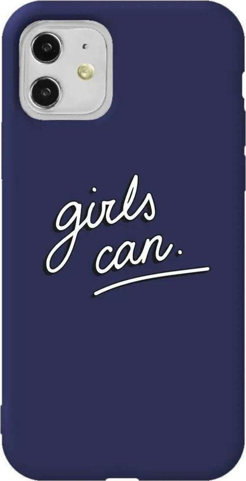iPhone 11 Lacivert Renkli Silikon Telefon Kılıfı - Girls Can!