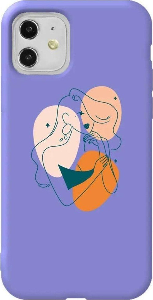 iPhone 11 Lila Renkli Silikon Telefon Kılıfı - Night