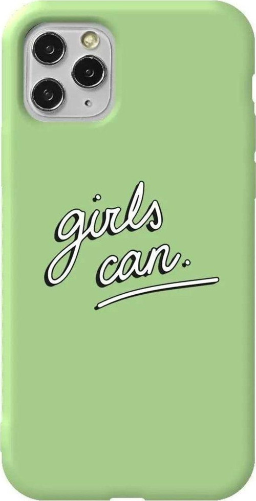 İphone 11 Pro Açık Yeşil Renkli Silikon Telefon Kılıfı - Girls Can!