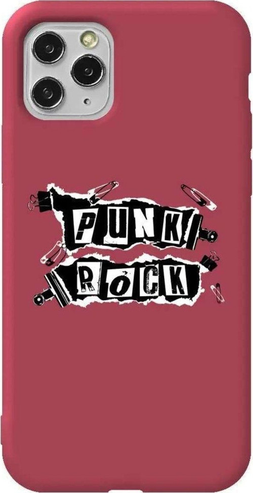 İphone 11 Pro Bordo Renkli Silikon Telefon Kılıfı - Punk Rock