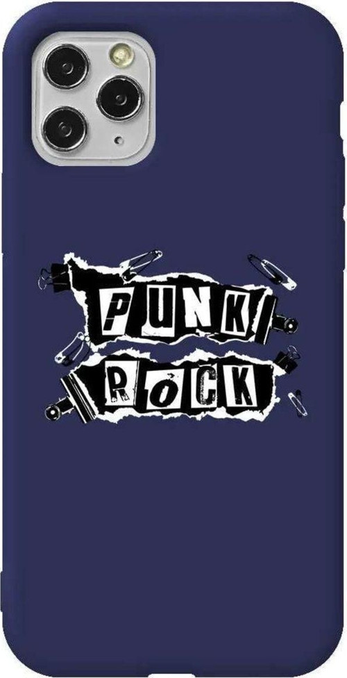 İphone 11 Pro Lacivert Renkli Silikon Telefon Kılıfı - Punk Rock