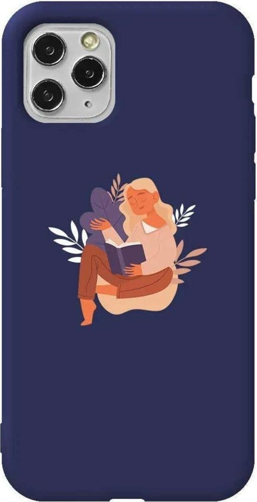 İphone 11 Pro Lacivert Renkli Silikon Telefon Kılıfı - Book Lover