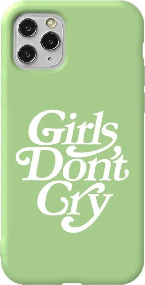 İphone 11 Pro Max Açik Yesil Renkli Silikon Telefon Kılıfı - Girls Don't Cry
