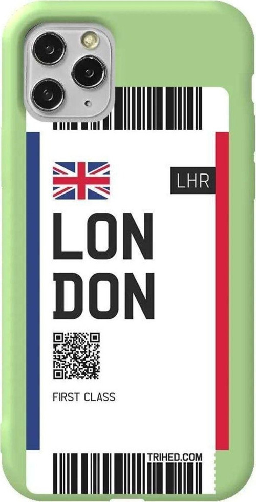 İphone 11 Pro Max Açik Yesil Renkli Silikon Telefon Kılıfı - London Bileti