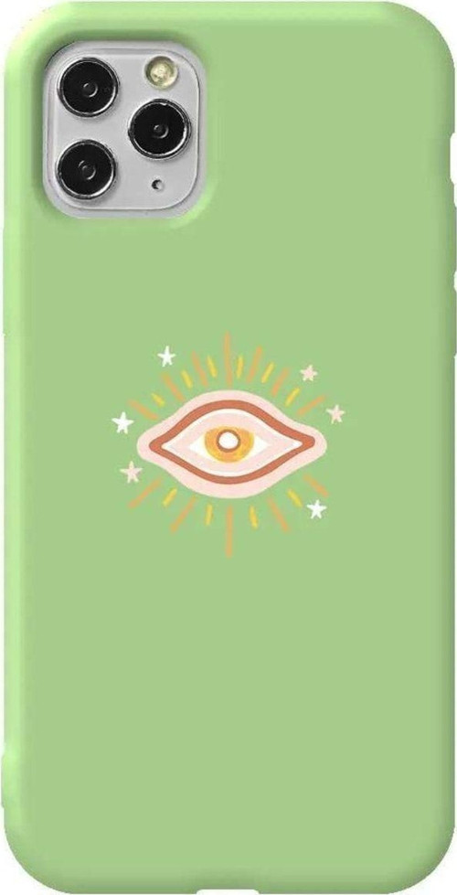 İphone 11 Pro Max Açik Yesil Renkli Silikon Telefon Kılıfı - One Eye 2
