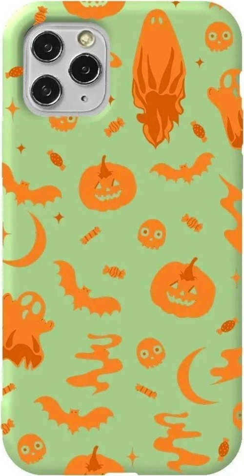 İphone 11 Pro Max Açik Yesil Renkli Silikon Telefon Kılıfı - Spooky Orange