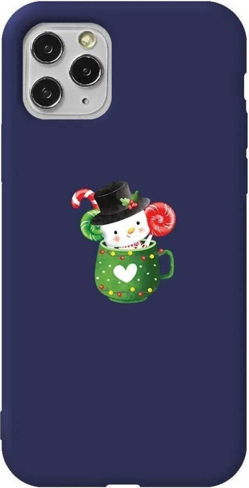 İphone 11 Pro Max Lacivert Renkli Silikon Telefon Kılıfı - A Cup Of Xmas