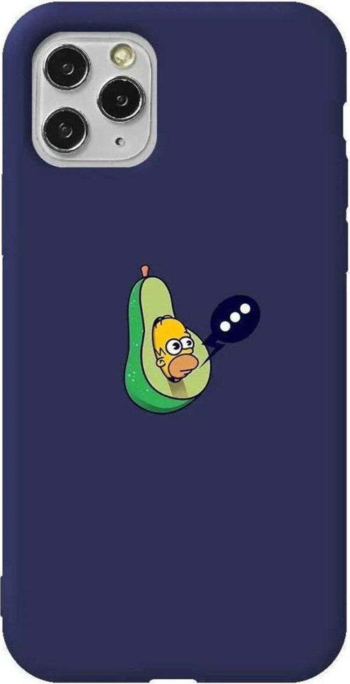 İphone 11 Pro Max Lacivert Renkli Silikon Telefon Kılıfı - Avokado Simpson