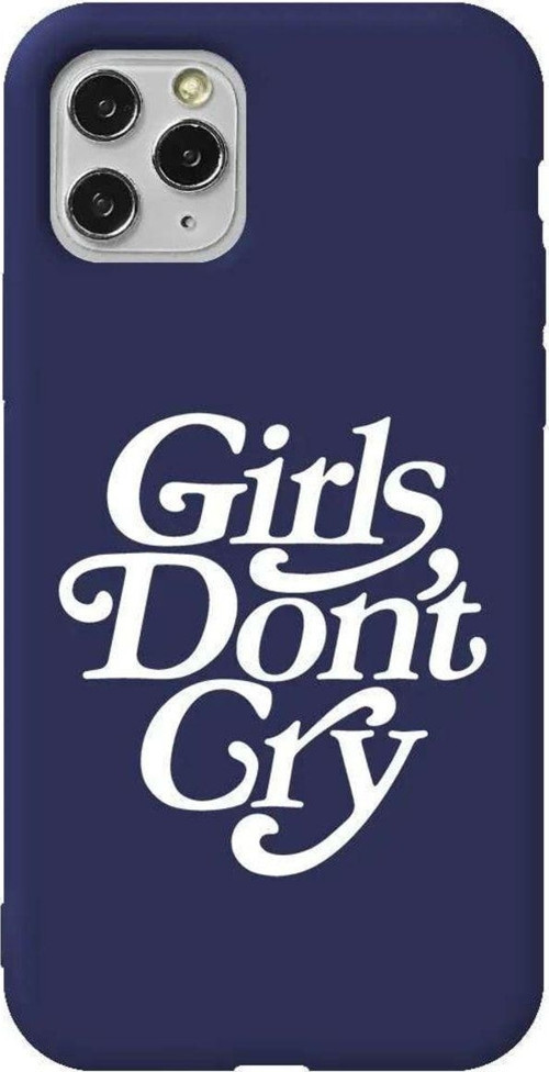 İphone 11 Pro Max Lacivert Renkli Silikon Telefon Kılıfı - Girls Don't Cry