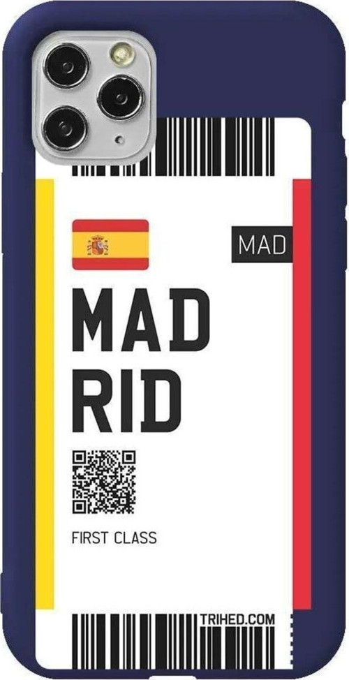 İphone 11 Pro Max Lacivert Renkli Silikon Telefon Kılıfı - Madrid Bileti