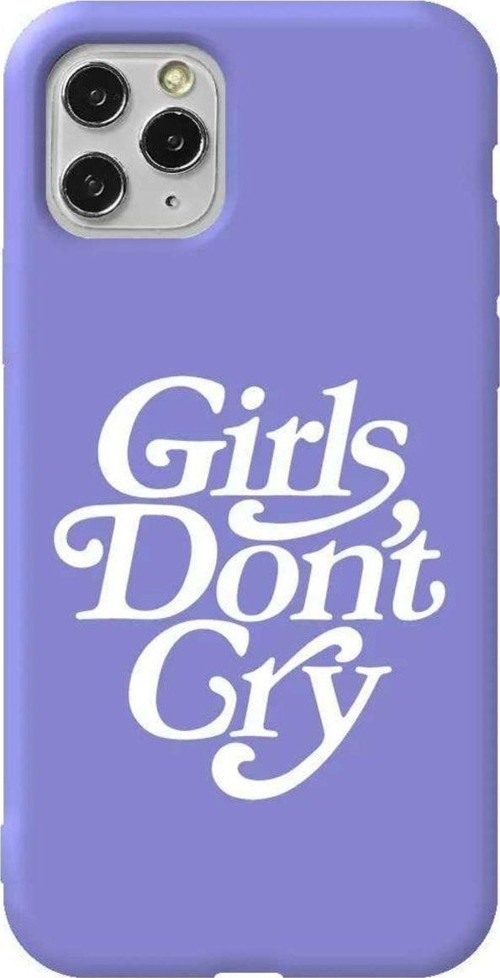 İphone 11 Pro Max Lila Renkli Silikon Telefon Kılıfı - Girls Don't Cry