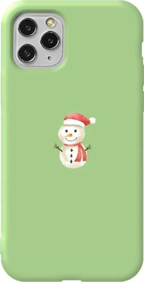 İphone 11 Pro Max Uyumlu Açık Yeşil Renkli Silikon Telefon Kılıfı - Snowman