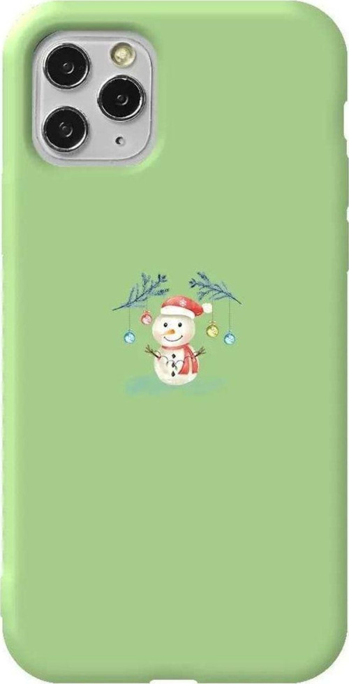 İphone 11 Pro Uyumlu Açık Yeşil Renkli Silikon Telefon Kılıfı - Sugar Snowman