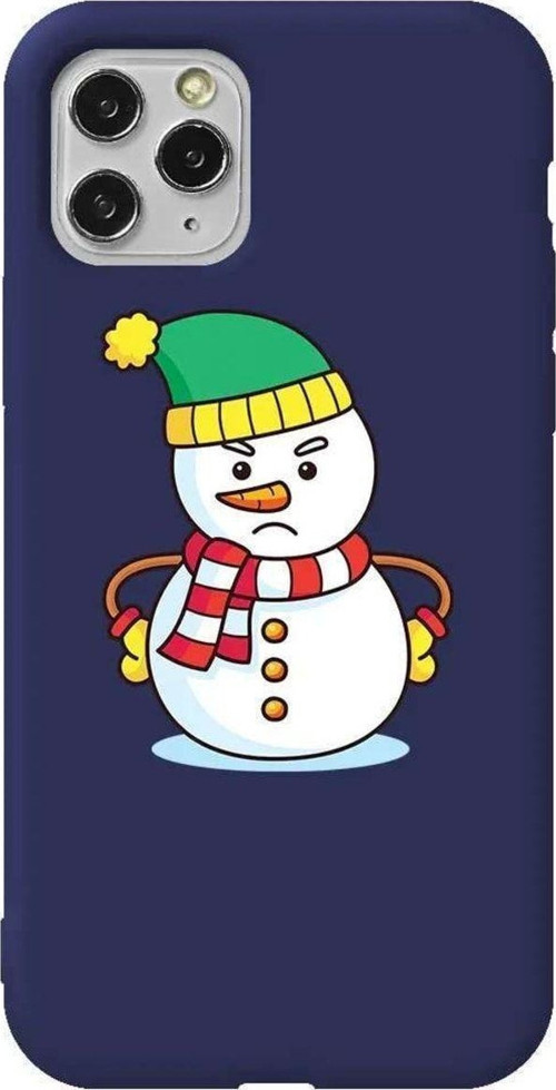 İphone 11 Pro Uyumlu Lacivert Renkli Silikon Telefon Kılıfı - Snowman 3