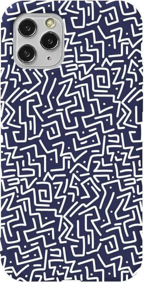 İphone 11 Pro Uyumlu Lacivert Renkli Silikon Telefon Kılıfı - Sweet Doodle White