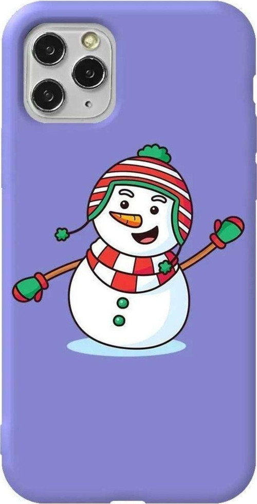 İphone 11 Pro Uyumlu Lila Renkli Silikon Telefon Kılıfı - Snowman 2