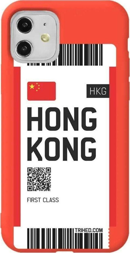 iPhone 11 Turuncu Renkli Silikon Telefon Kılıfı - Hong Kong Bileti