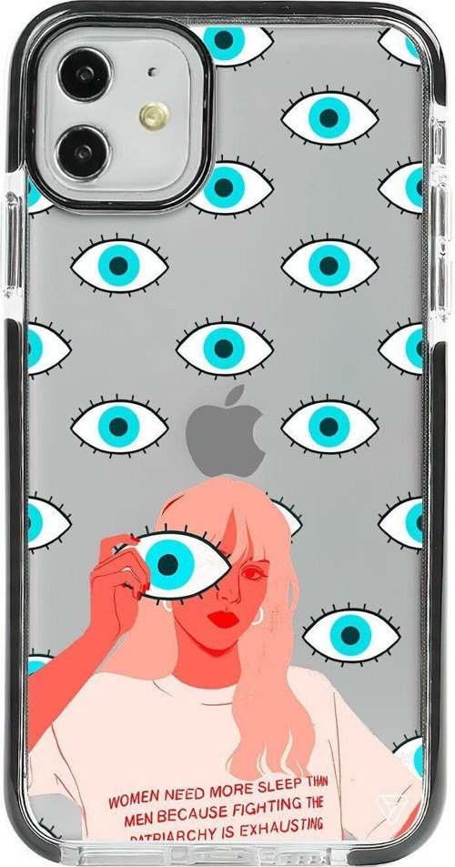 iPhone 11 Siyah Impact Büyük Gözlü Kız Premium Telefon Kılıfı