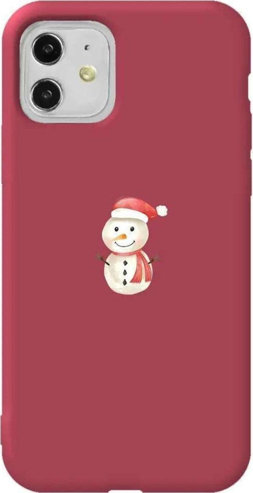 iPhone 11 uyumlu Bordo Renkli Silikon Telefon Kılıfı - Snowman