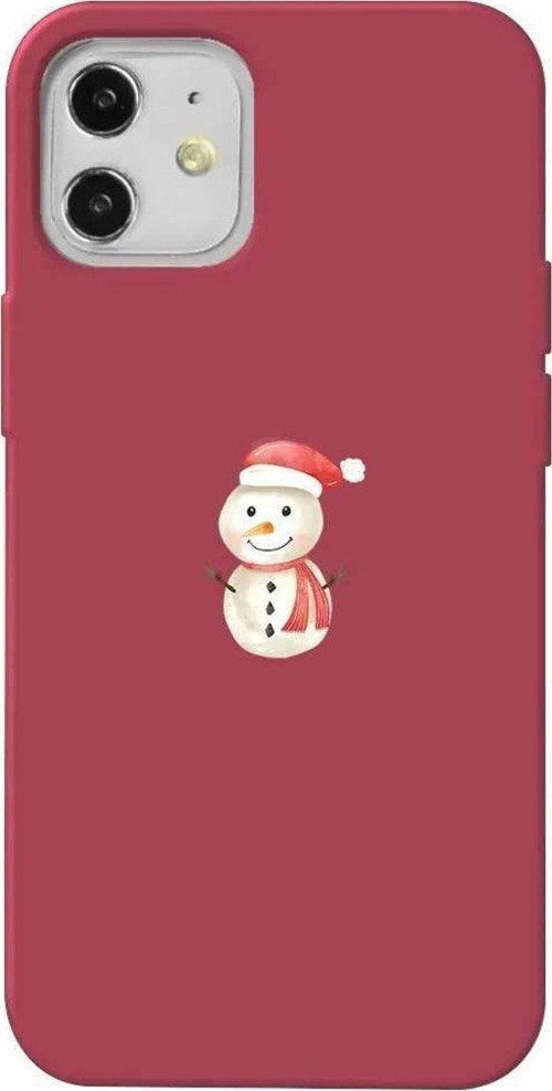 iPhone 12 Uyumlu Bordo Renkli Silikon Telefon Kılıfı - Snowman