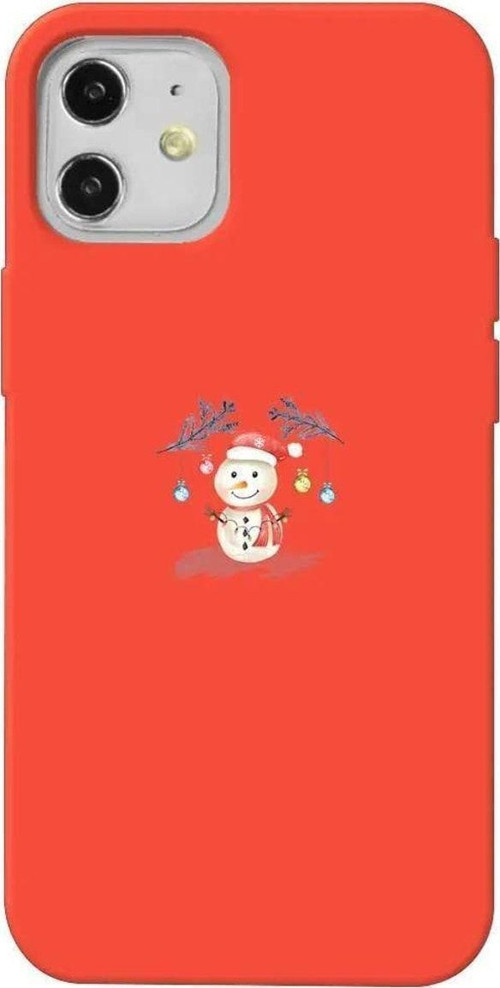 iPhone 12 Uyumlu Turuncu Renkli Silikon Telefon Kılıfı - Sugar Snowman