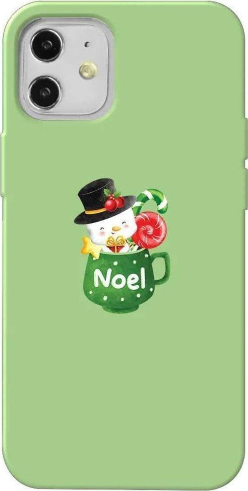 iPhone 12 Açık Yeşil Renkli Silikon Telefon Kılıfı - A Cup Of Xmas 3