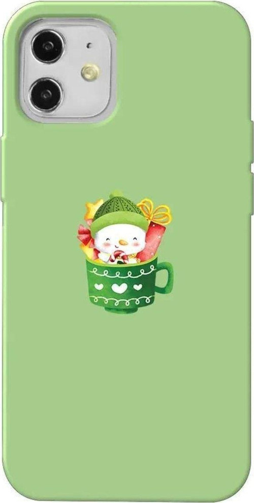 iPhone 12 Açık Yeşil Renkli Silikon Telefon Kılıfı - A Cup Of Xmas 8