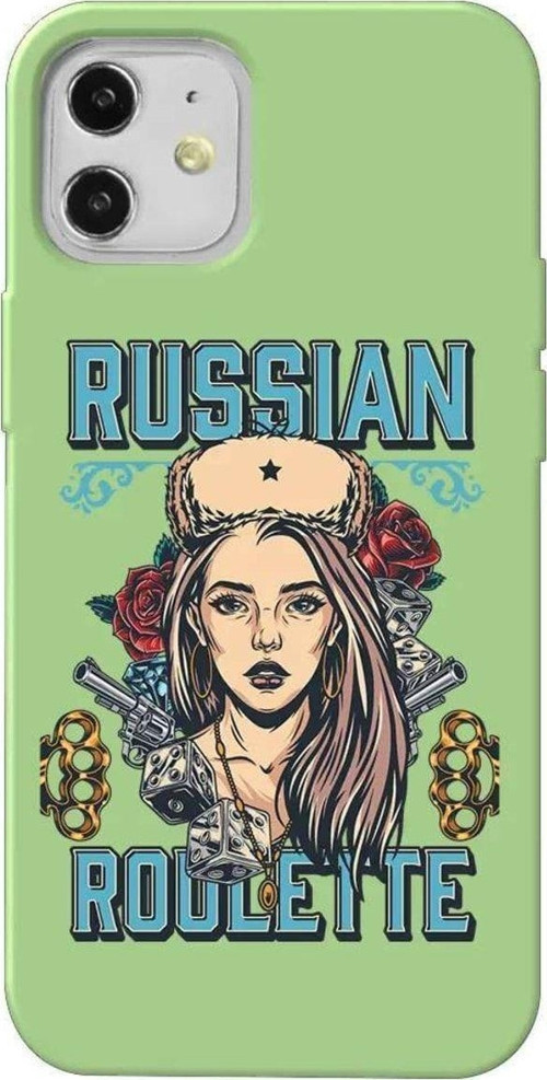 iPhone 12 Açık Yeşil Renkli Silikon Telefon Kılıfı - Russian Girl