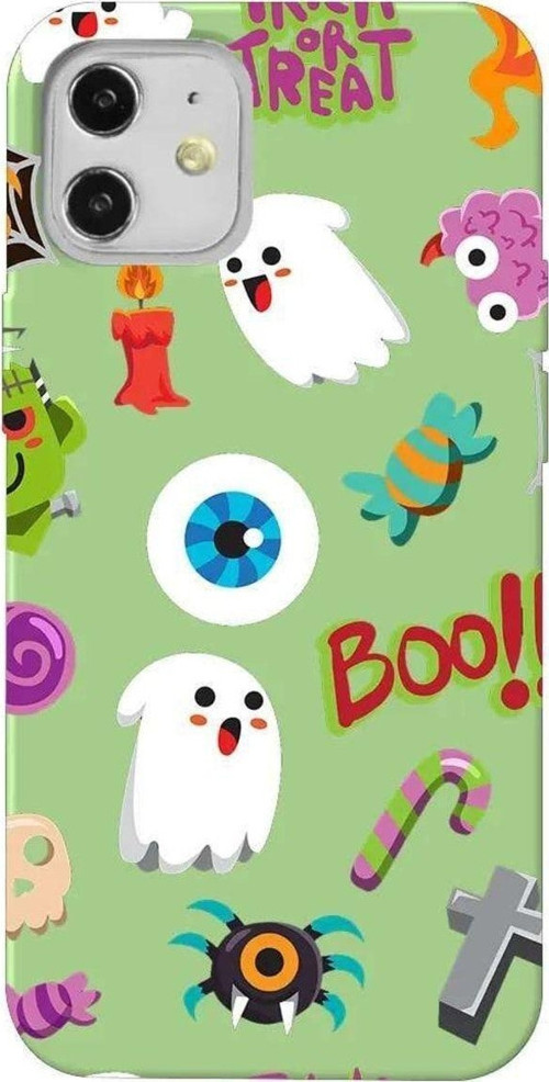 iPhone 12 Açık Yeşil Renkli Silikon Telefon Kılıfı - Trick Or Treat