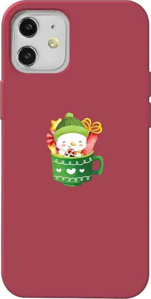 iPhone 12 Bordo Renkli Silikon Telefon Kılıfı - A Cup Of Xmas 8