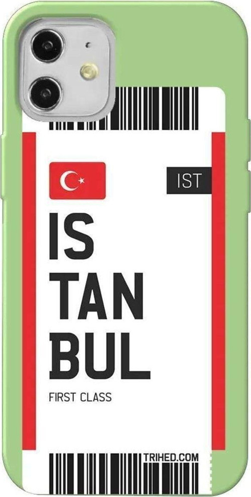 iPhone 12 Açık Yeşil Renkli Silikon Telefon Kılıfı - Istanbul Bileti