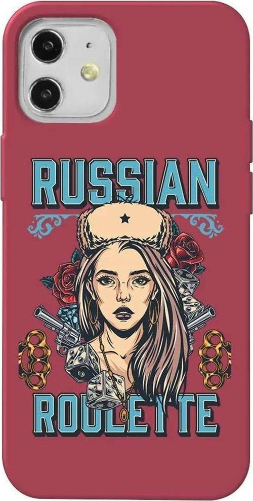 iPhone 12 Bordo Renkli Silikon Telefon Kılıfı - Russian Girl