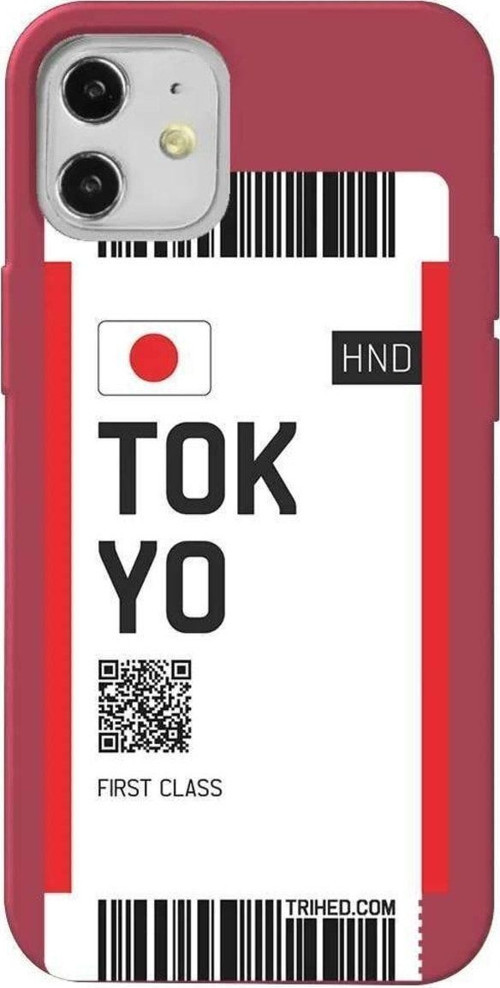 iPhone 12 Bordo Renkli Silikon Telefon Kılıfı - Tokyo Bileti