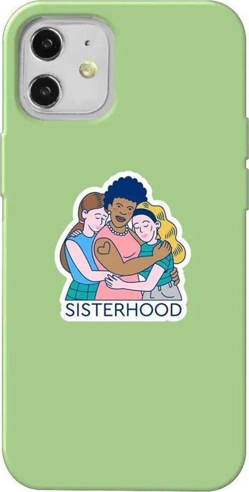 İphone 12 Mini Açik Yesil Renkli Silikon Telefon Kılıfı - Sisterhood