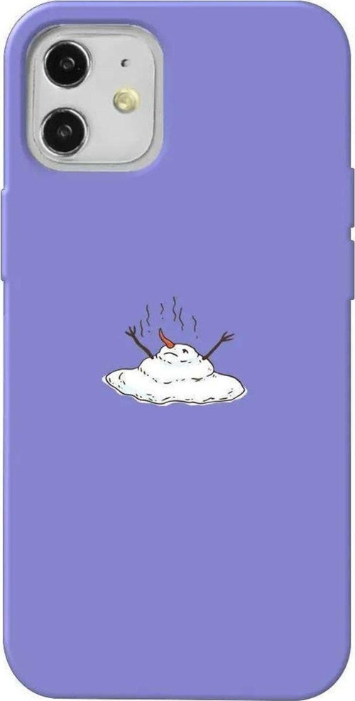 iPhone 12 Lila Uyumlu Renkli Silikon Telefon Kılıfı - Melting Snowman