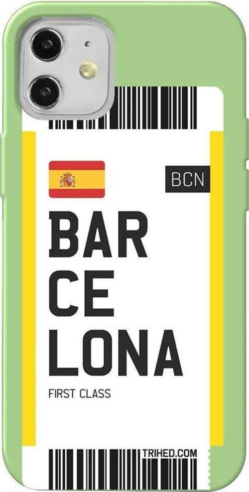 İphone 12 Mini Açik Yesil Renkli Silikon Telefon Kılıfı - Barcelona Bileti