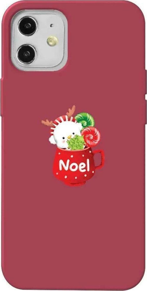İphone 12 Mini Bordo Renkli Silikon Telefon Kılıfı - A Cup Of Xmas 5